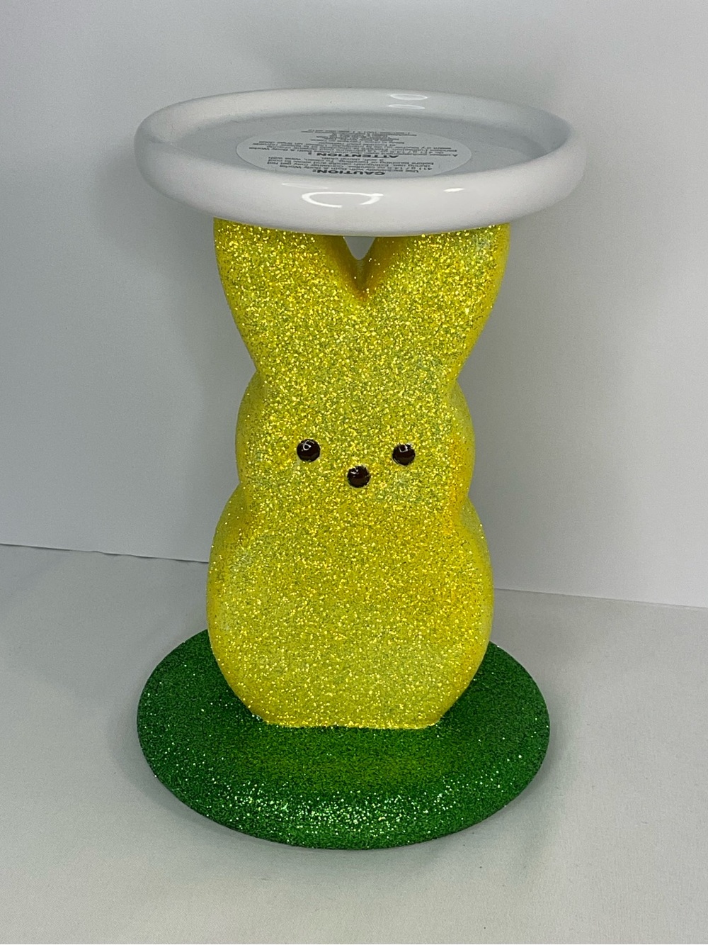 Peeps Glitter Bunny Pedestal Three WickCandle holder - Yellow